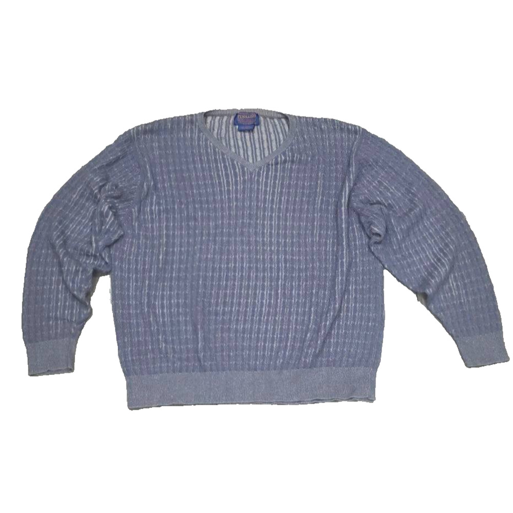 Pendleton Sweater Y2K Long Sleeve Cable Knit Cotton Pullover Large Blue A004596